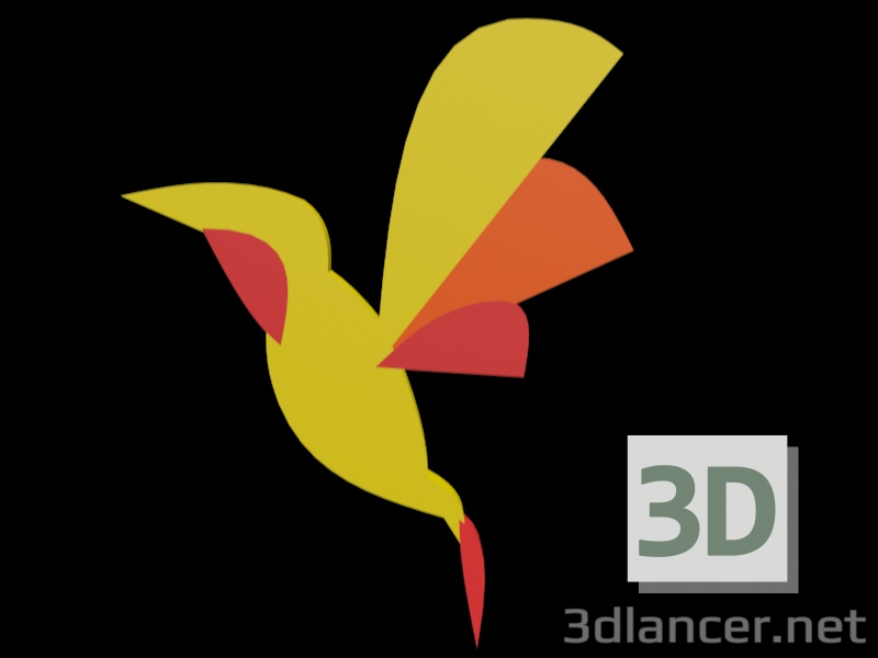 Modelo 3d Colibri poligonal - preview