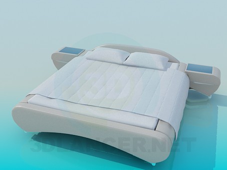 3d model Cama con mesas de centro - vista previa