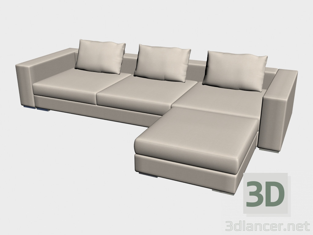 modello 3D Divano Infiniti (con soffio, 348x124) - anteprima