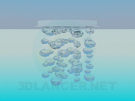 3d model Lámpara Chandelier con bolas de cristal - vista previa