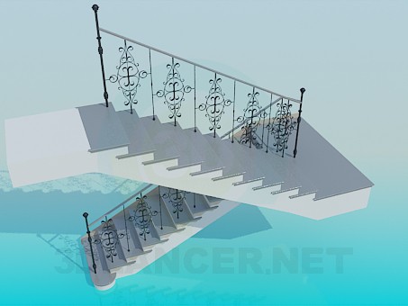 3D modeli Merdiven korkuluk ile - önizleme