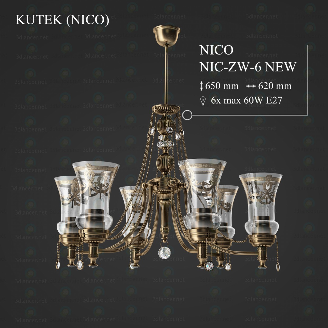 Modelo 3d Candelabro KUTEK NICO NIC-ZW-6-novo - preview