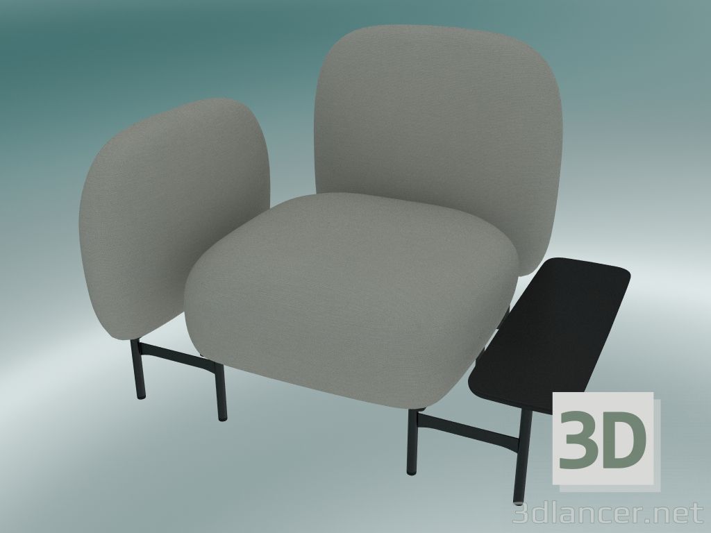 3d model Isole modular seat system (NN1, seat with rectangular table on the left, armrest on the right) - preview