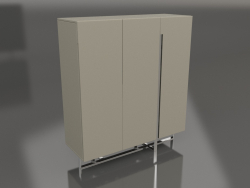 Aparador, laca cinza-bege brilhante, aço polido (120x41,6x135 cm)