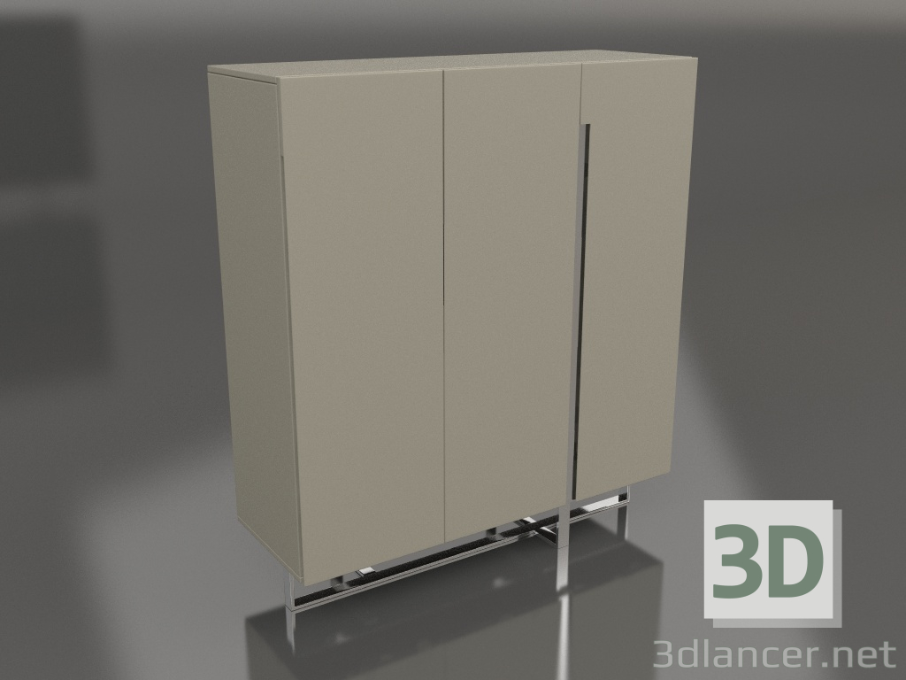 3D modeli Büfe, parlak gri-bej lake, cilalı çelik (120x41,6x135 cm) - önizleme