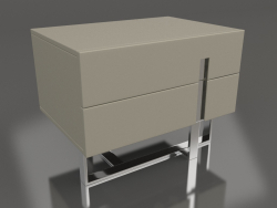 Mesa de cabeceira, laca cinza-bege brilhante, aço polido (59,5x41,6x45 cm)
