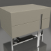 modello 3D Comodino, laccato grigio-beige lucido, acciaio lucido (59,5x41,6x45 cm) - anteprima