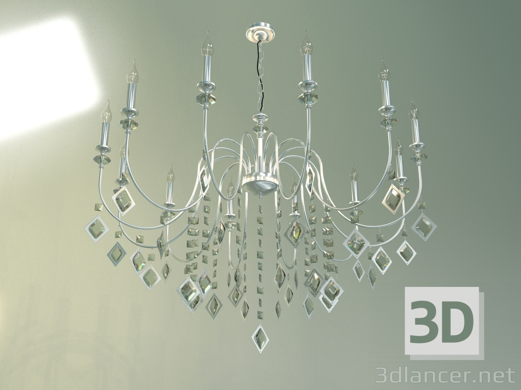 modello 3D Lampadario a sospensione Telao 10110-12 (strotskis cristallo cromo fumè) - anteprima