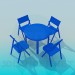 3d model Set of table with chairs for summer cafe - preview