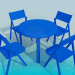 3d model Set of table with chairs for summer cafe - preview