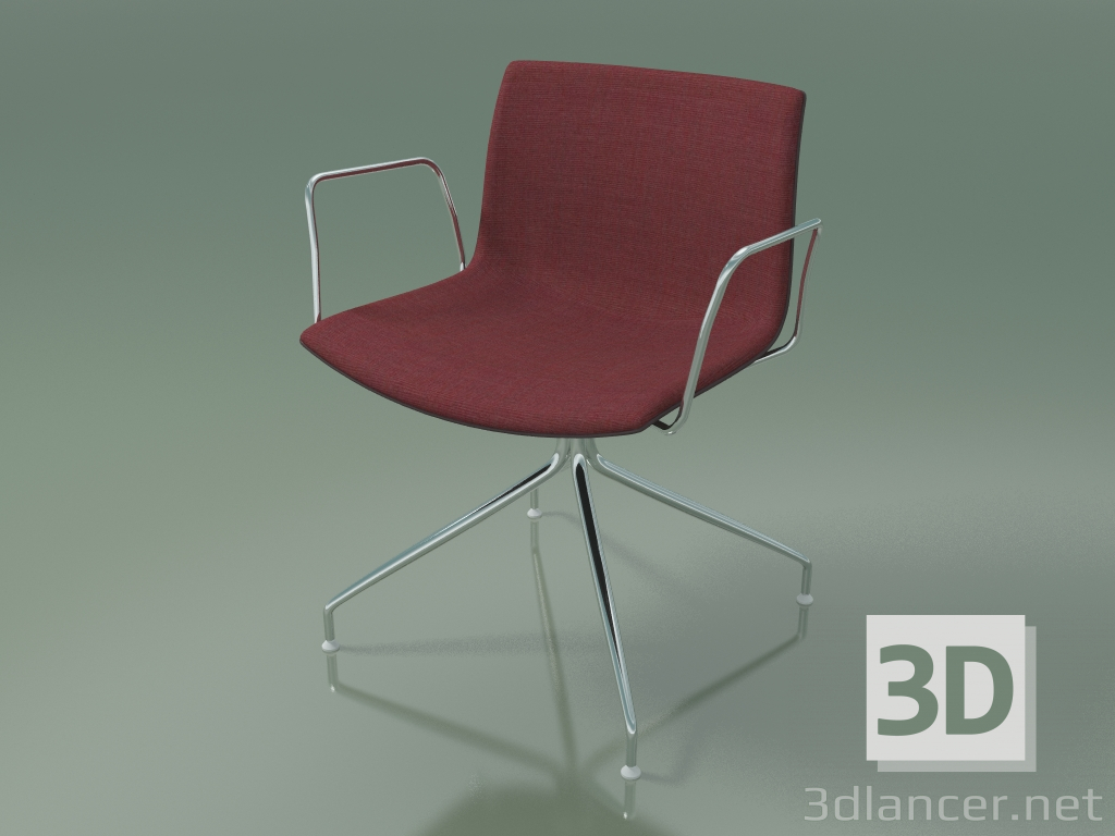 3d model Silla 2042 (giratoria, con reposabrazos, cromada, con tapizado delantero, PO00404) - vista previa