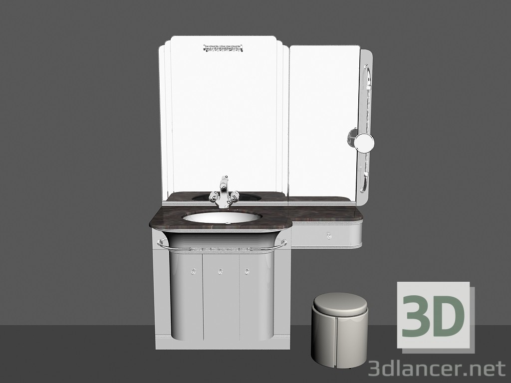 modello 3D Bagno per modulare canzone sistema 60 - anteprima