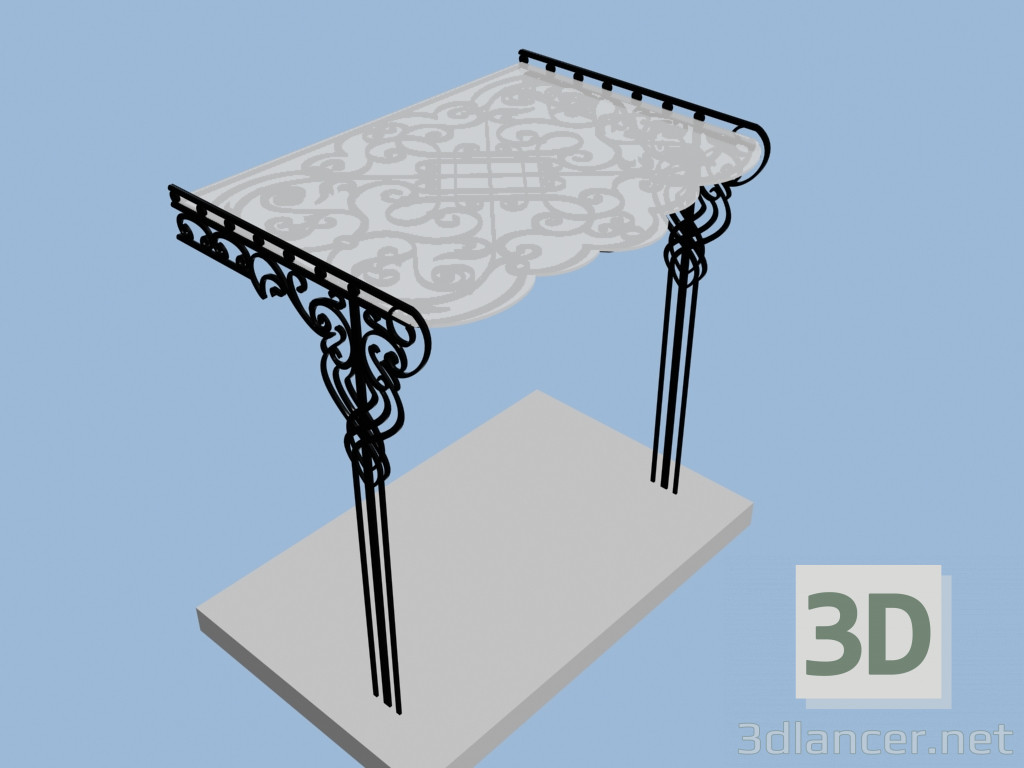 3D Modell schmiedeeisernes Vordach - Vorschau