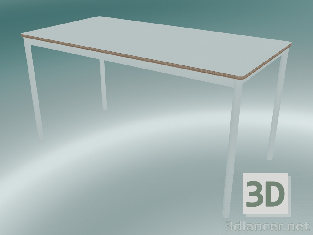 Modelo 3d Mesa retangular Base 140x70 cm (Branco, Contraplacado, Branco) - preview