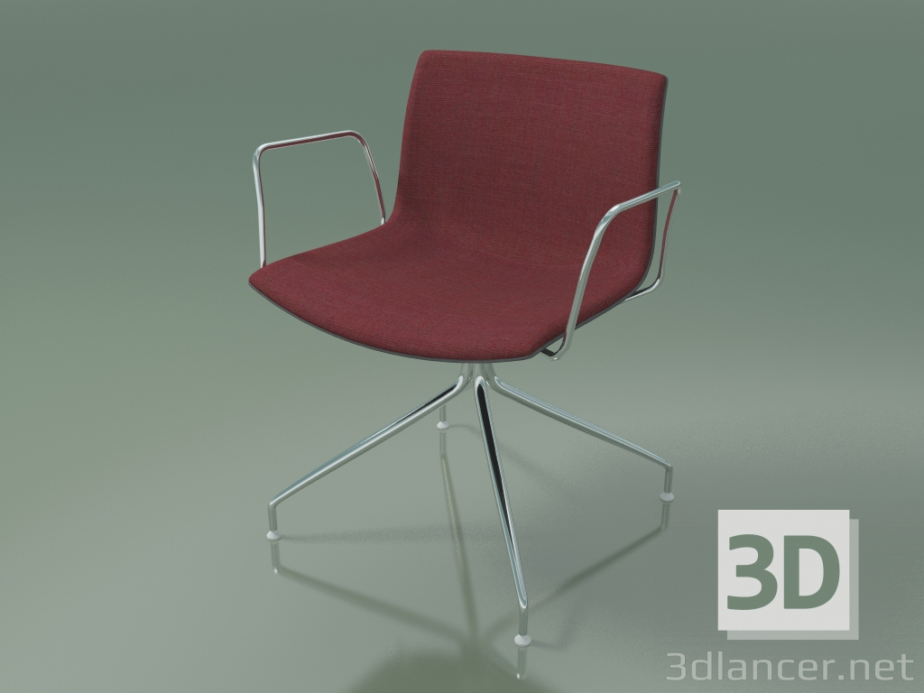 3d model Silla 2042 (giratoria, con reposabrazos, cromada, con tapizado delantero, PO00412) - vista previa