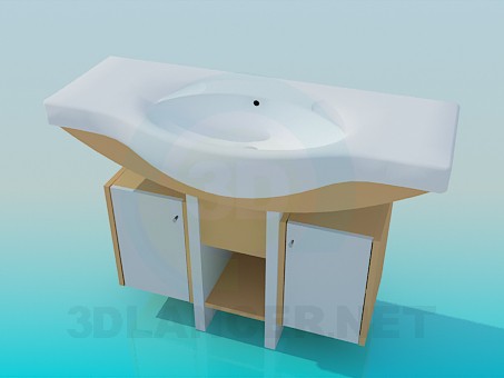 3d model Lavabo grande con pedestal doble - vista previa