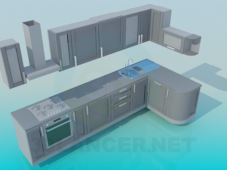 3d model Big kitchen - preview