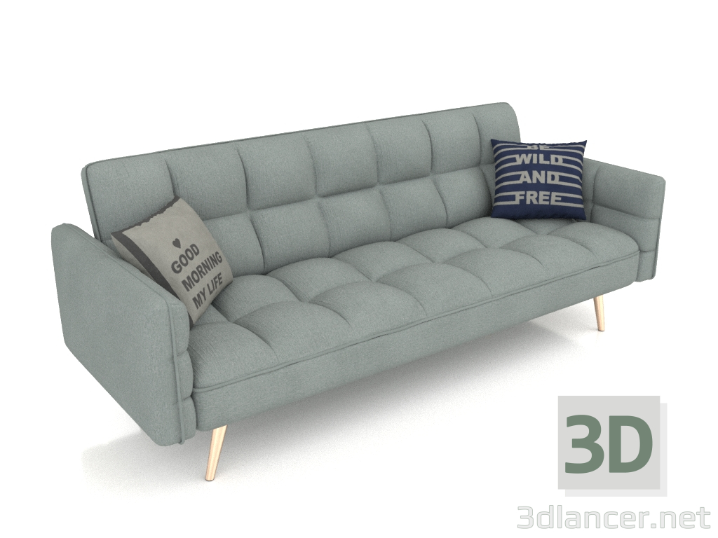 Modelo 3d Sofá cama Madrid (pés verde dourado) - preview