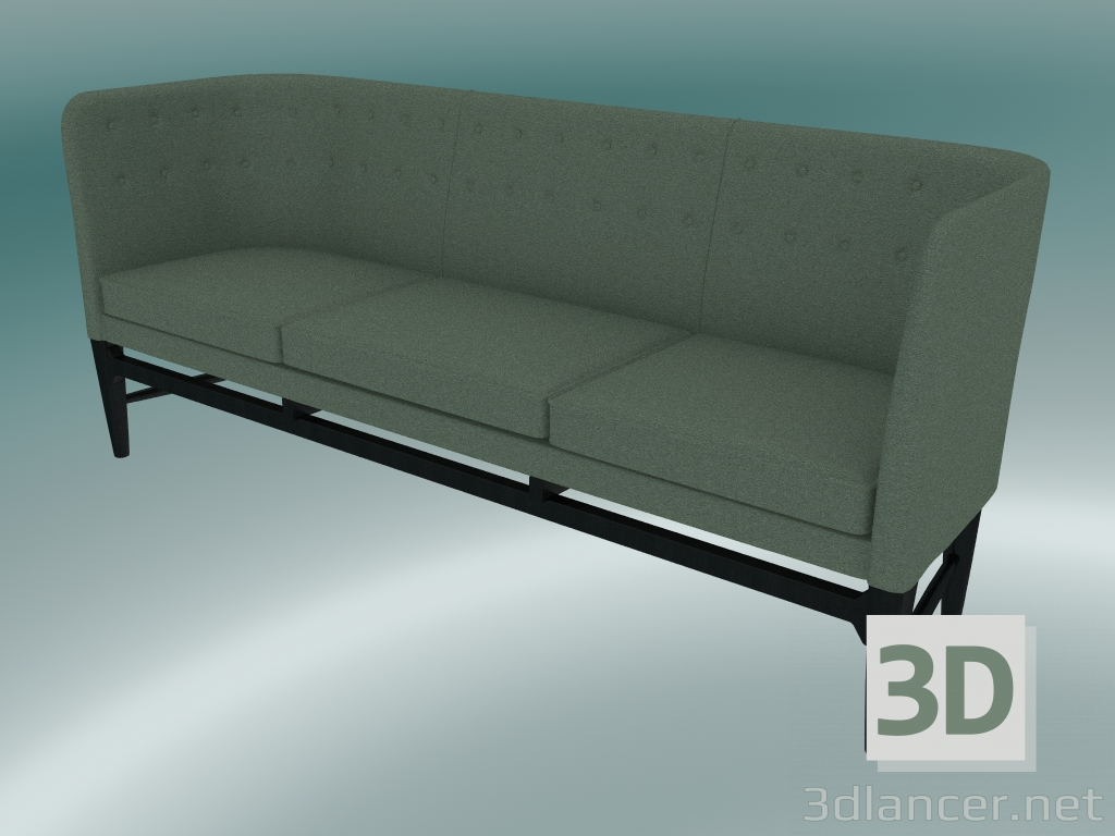 modello 3D Divano triplo Mayor (AJ5, H 82cm, 62x200cm, Rovere tinto nero, Divina - 944) - anteprima