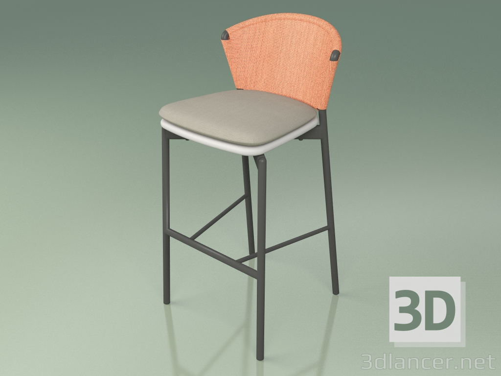 3d model Taburete de bar 050 (naranja, metal ahumado, resina de poliuretano gris) - vista previa