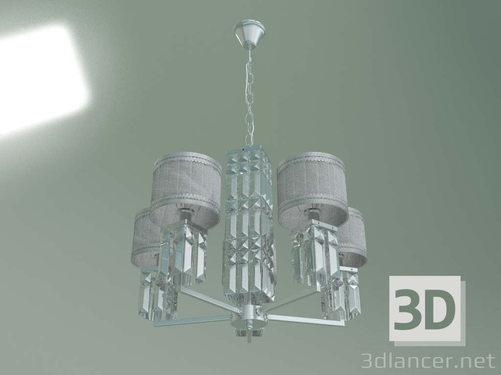 modello 3D Lampadario a sospensione 10099-5 (cristallo cromo-trasparente) - anteprima