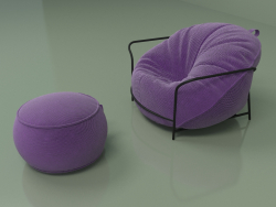 Sillón Uni con puf (púrpura)