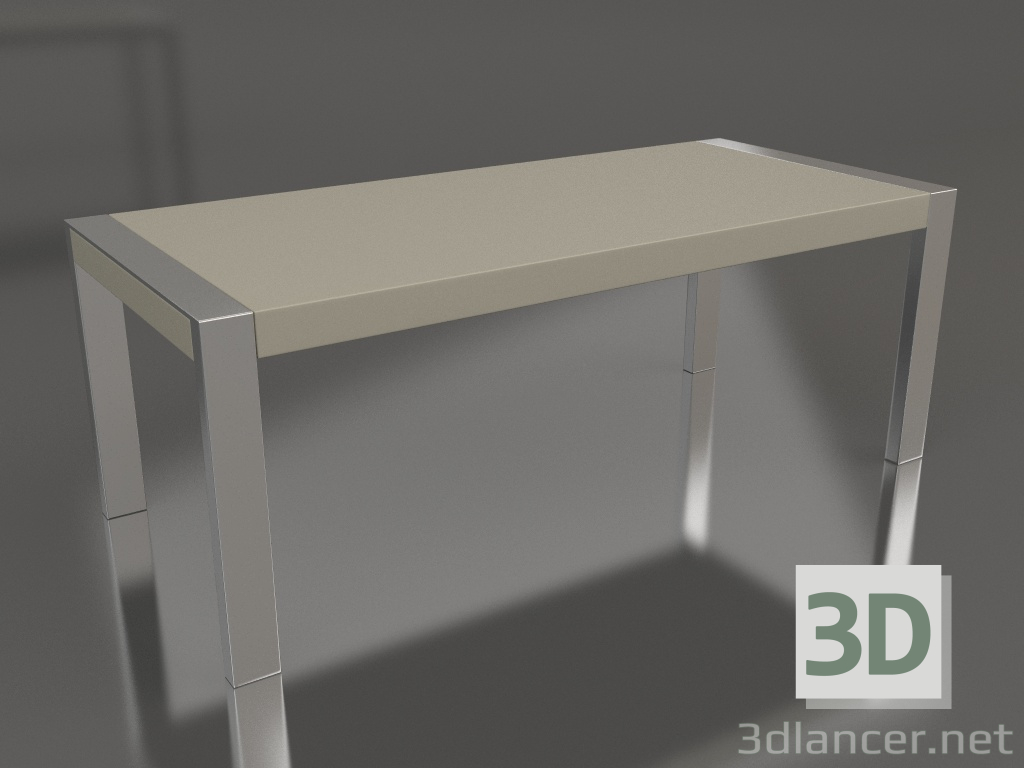 3D modeli Yemek masası, parlak gri-bej lake kaplama, cilalı çelik (200x90x75 cm) - önizleme