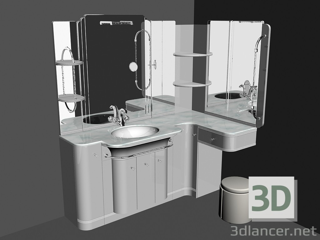 modello 3D Bagno per modulare canzone sistema 64 - anteprima