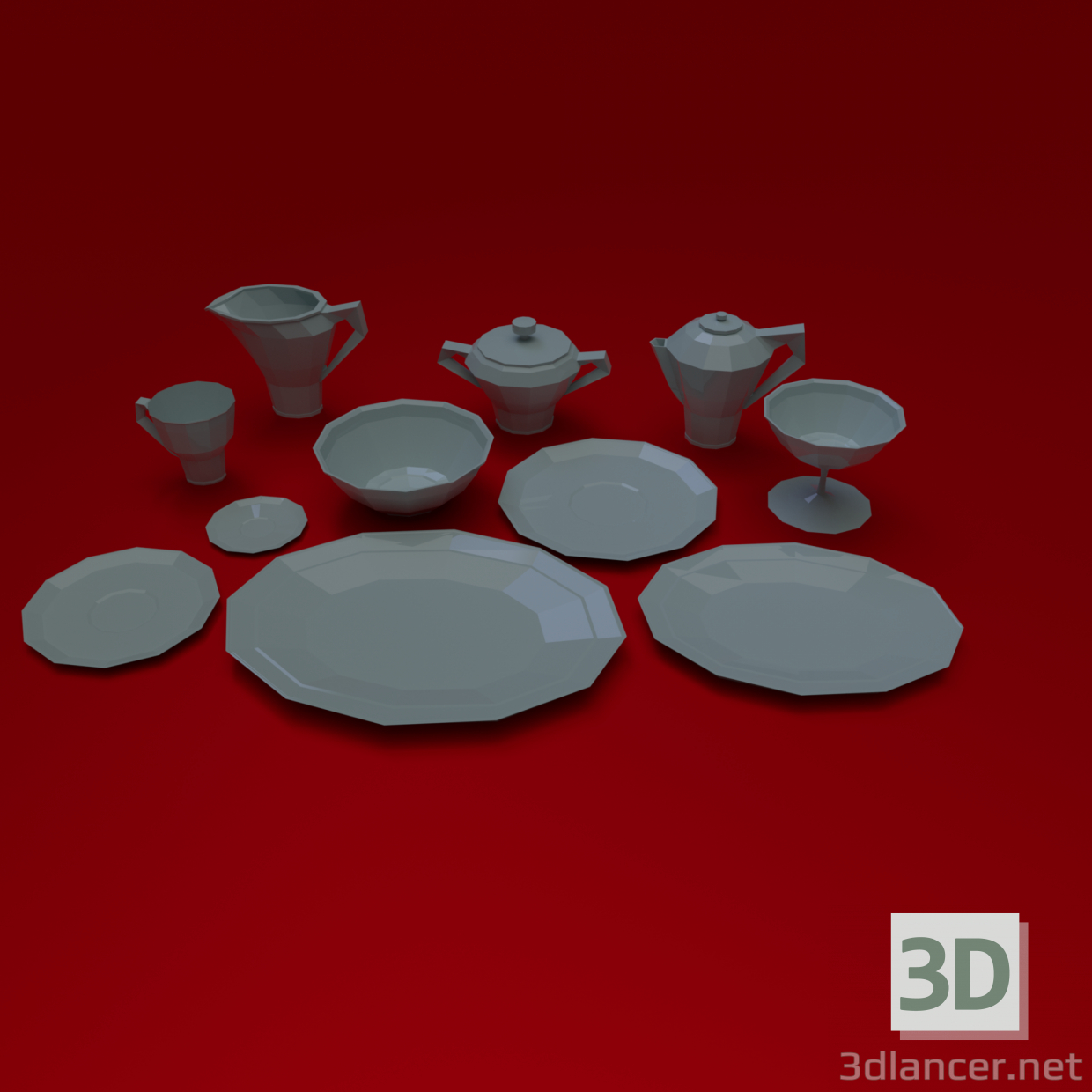 Juego de vajilla 3D modelo Compro - render