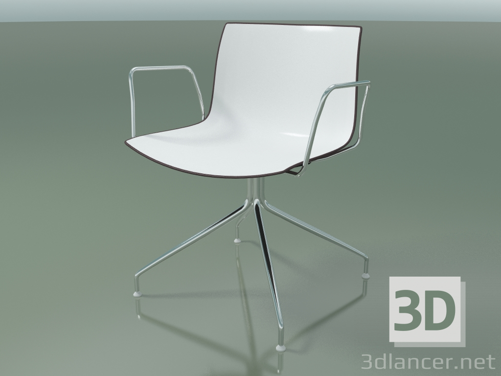 3d model Silla 0207 (giratoria, con reposabrazos, cromo, polipropileno bicolor) - vista previa