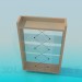 3d model Low wooden shelves with glass racks - preview