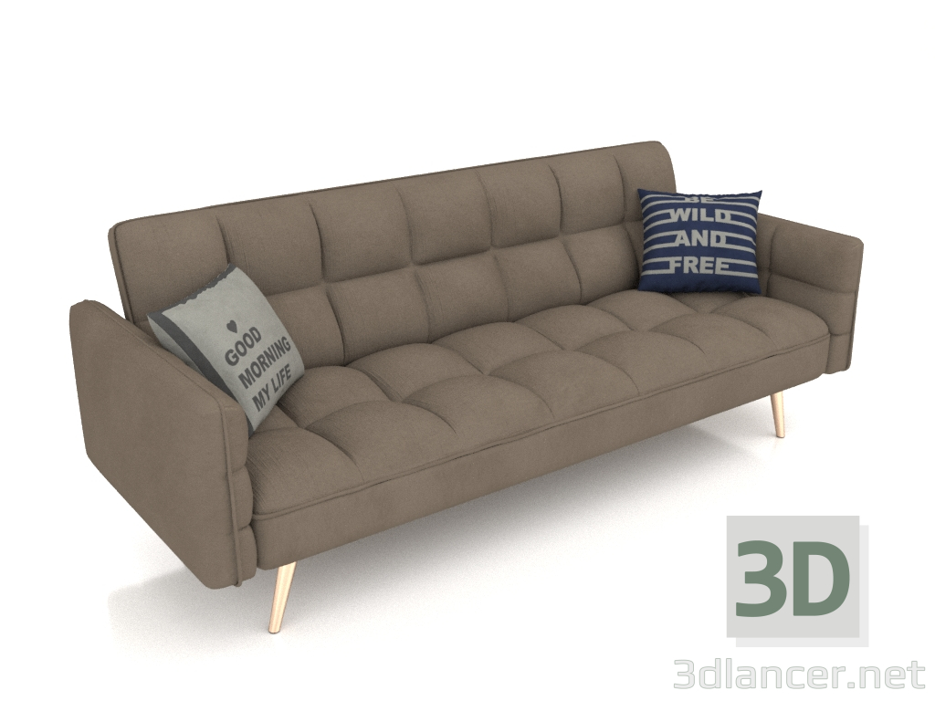 3d model Sofá cama Madrid (patas oro capuchino) - vista previa