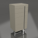 modello 3D Cassettiera alta, finitura laccata grigio-beige lucida, acciaio lucido (59,5x45,6x120 cm) - anteprima
