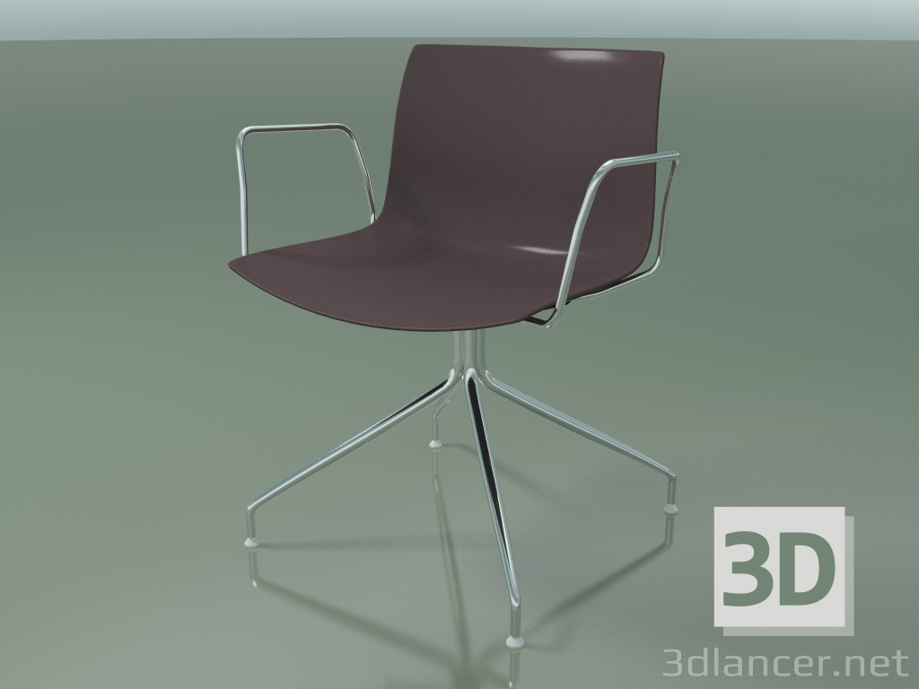 3d model Silla 0207 (giratoria, con reposabrazos, cromo, polipropileno PO00404) - vista previa