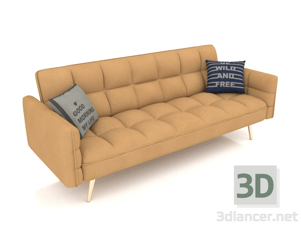 3d model Sofa bed Madrid (yellow-gold legs) - preview