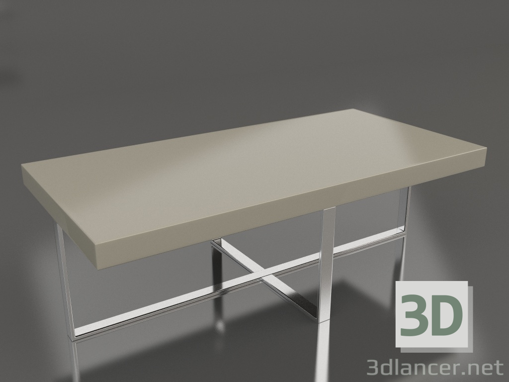 modèle 3D Table basse, finition laquée gris-beige brillante, acier poli (200x59,5x39 cm) - preview