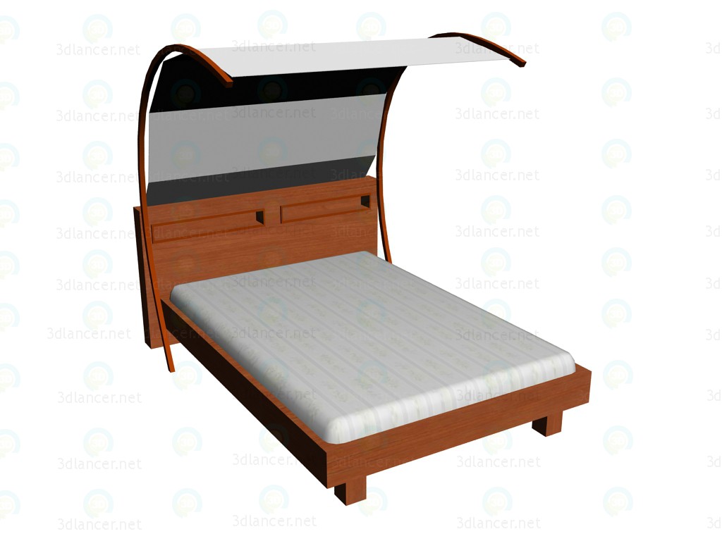 3d model Cama de 140x200cm + cochera - vista previa