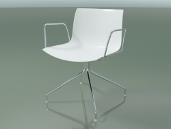 Silla 0207 (giratoria, con reposabrazos, cromo, polipropileno PO00401)