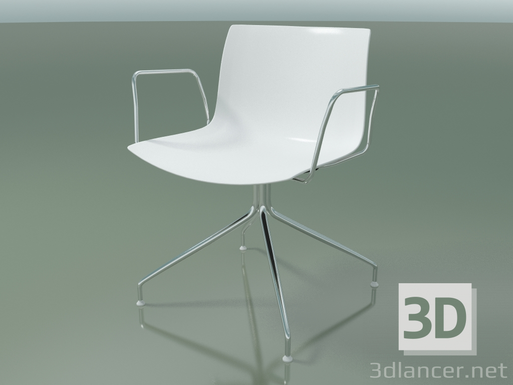 3d model Silla 0207 (giratoria, con reposabrazos, cromo, polipropileno PO00401) - vista previa