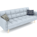 3D Modell Schlafsofa Madrid (himmelblau - goldene Beine) - Vorschau