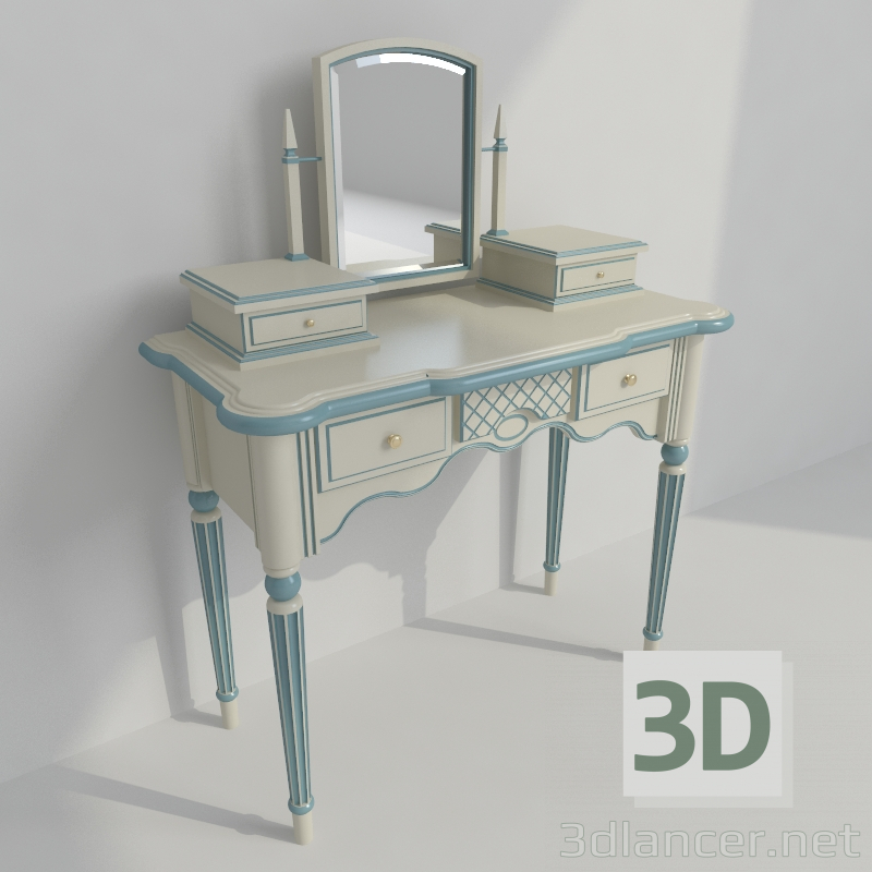 Modelo 3d mesa de make-up - preview