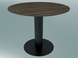 Mesa de comedor In Between (SK11, Ø90cm, H 73cm, Matt Black, Roble teñido ahumado)