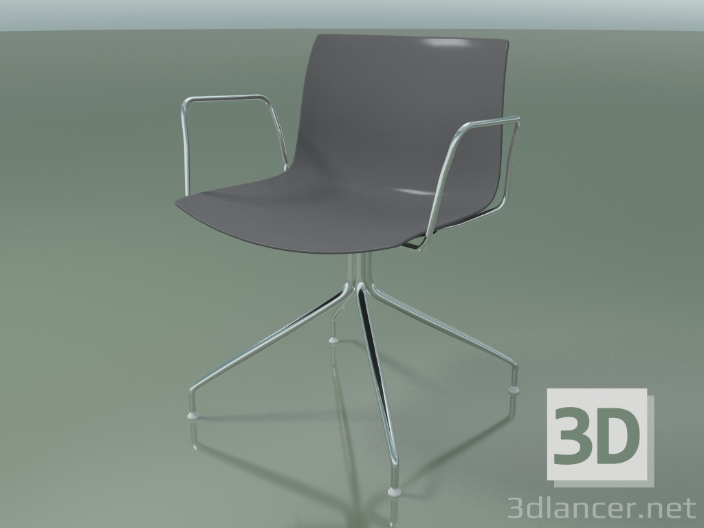 3d model Silla 0207 (giratoria, con reposabrazos, cromo, polipropileno PO00412) - vista previa