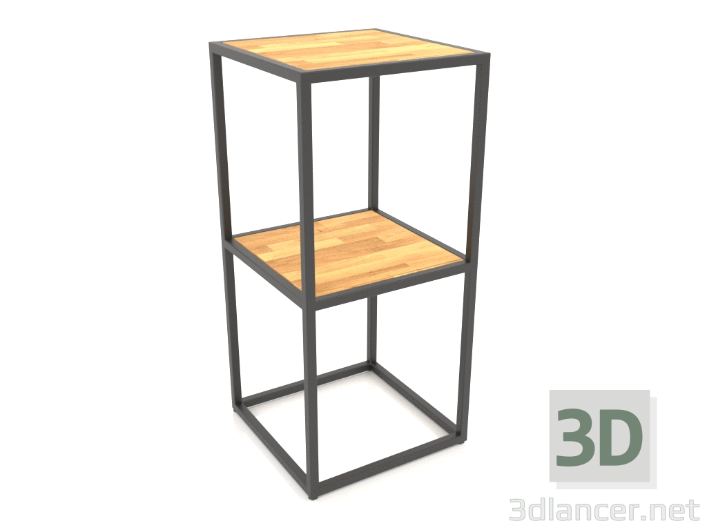 modello 3D Portaconsolle quadrato (WOOD, 40x40x86, 2 ripiani) - anteprima