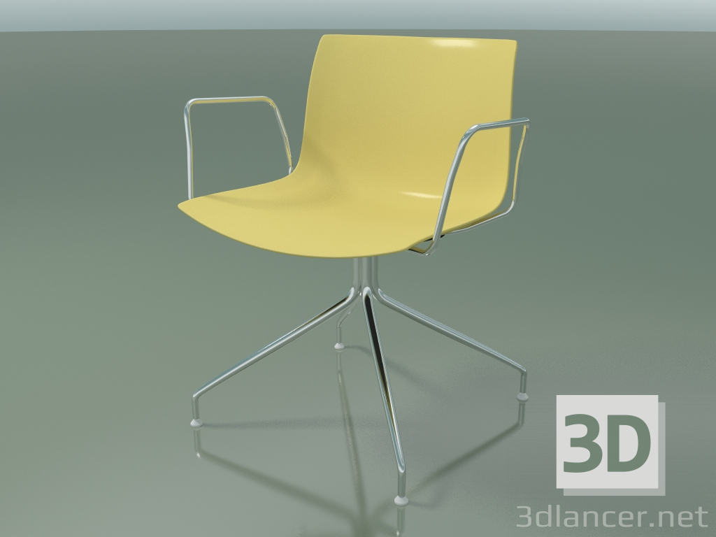 3d model Silla 0207 (giratoria, con reposabrazos, cromo, polipropileno PO00415) - vista previa