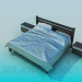 3d model Double bed with bedside tables - preview