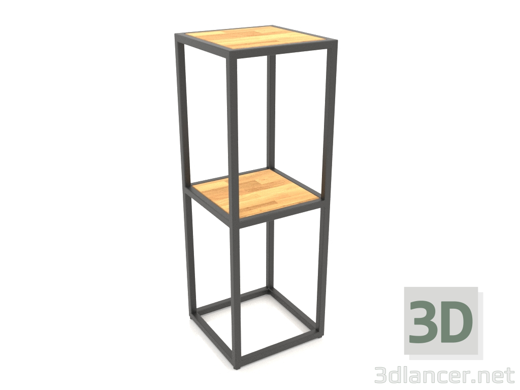 modello 3D Portaconsolle quadrato (WOOD, 30x30x86, 2 ripiani) - anteprima