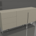 3d модель Буфет, обробка глянсовий сіро-бежевий лак, полірована сталь (180x41.6x85 см) – превью