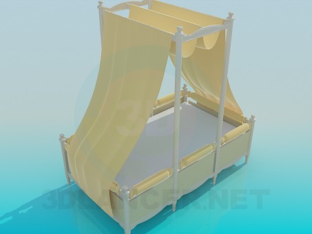 3D Modell Bett mit Baldachin - Vorschau