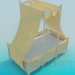 3D Modell Bett mit Baldachin - Vorschau